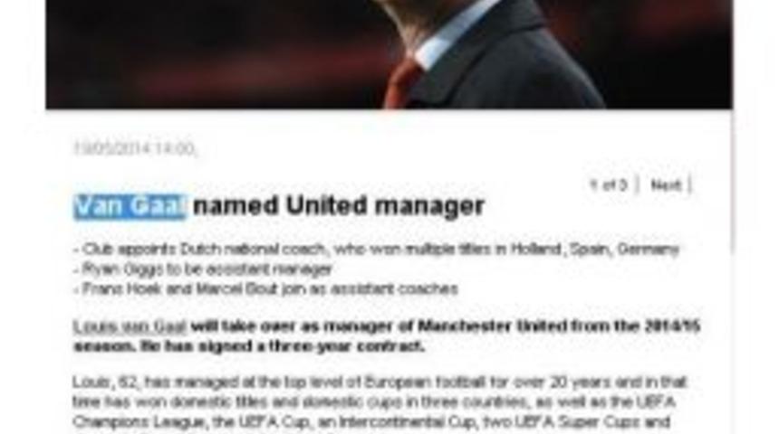 Manchester&rsquo;ın Yeni Teknik Patronu Louıs Van Gaal