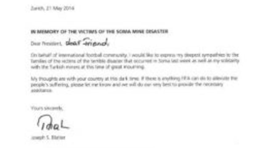 Fıfa Başkanı Blatter’den Soma Mesajı