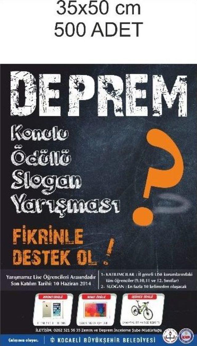 Kocaeli’de Liseler Arası Deprem Sloganı Yarışması Düzenleniyor