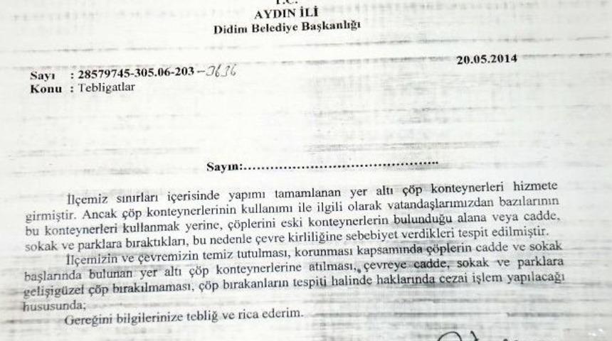 Didim Belediyesinden Vatandaşa &Ccedil;&ouml;p Uyarısı