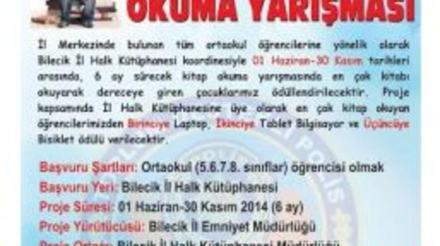 Bilecik'te "&ouml;d&uuml;ll&uuml; Kitap Okuma Yarışması"