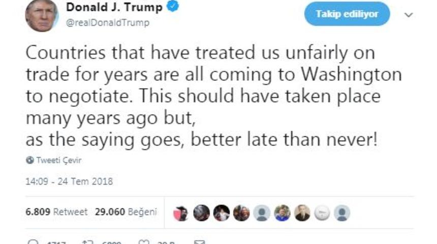 Trump: Adil anlaşma yapmayan ülkeleri gümrük vergileri vuracak