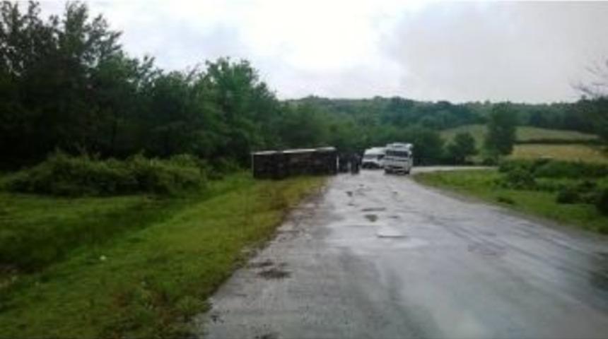 İneğe &Ccedil;arpmamak İ&ccedil;in Minib&uuml;s&uuml; Devirdi