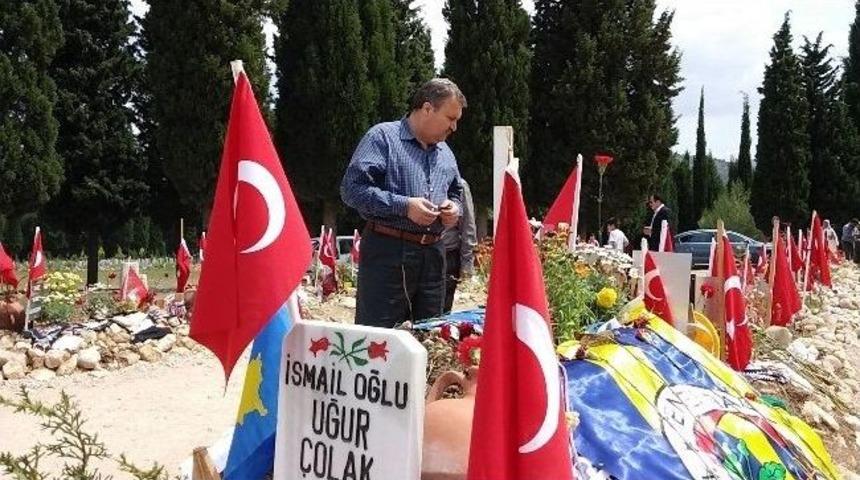Başkan &Ccedil;er&ccedil;i Maden Şehitliğini Ziyaret Etti