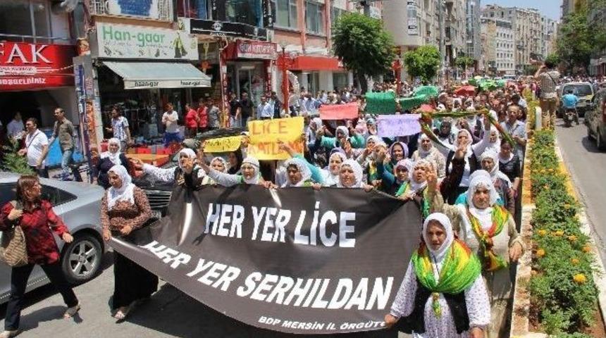Mersin&rsquo;de Bdp&rsquo;liler Lice Olaylarını Protesto Etti