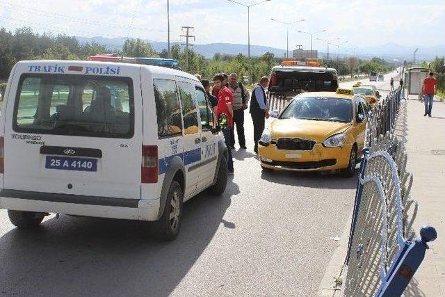 Erzurum&rsquo;da Trafik Kazası Ucuz Atlatıldı 2