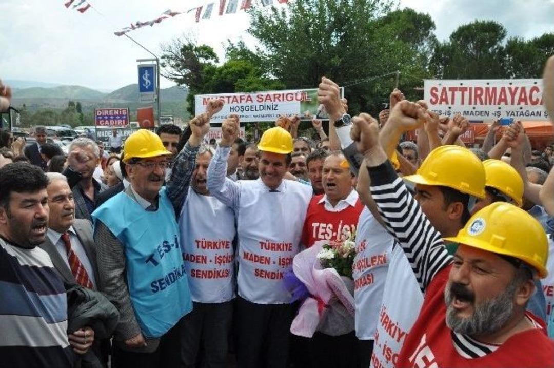 Sarıg&uuml;l, Maden İş&ccedil;ilerini Ziyaret Etti