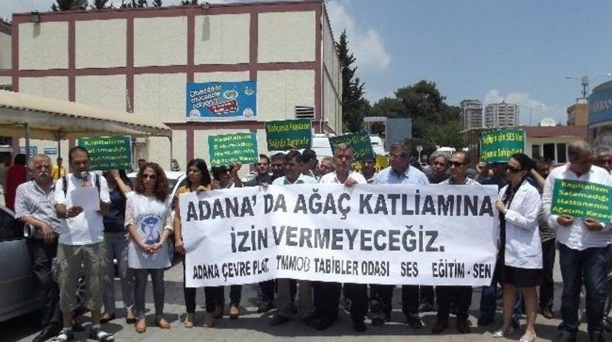 Hastane Bah&ccedil;esinde "ağa&ccedil;" Protestosu