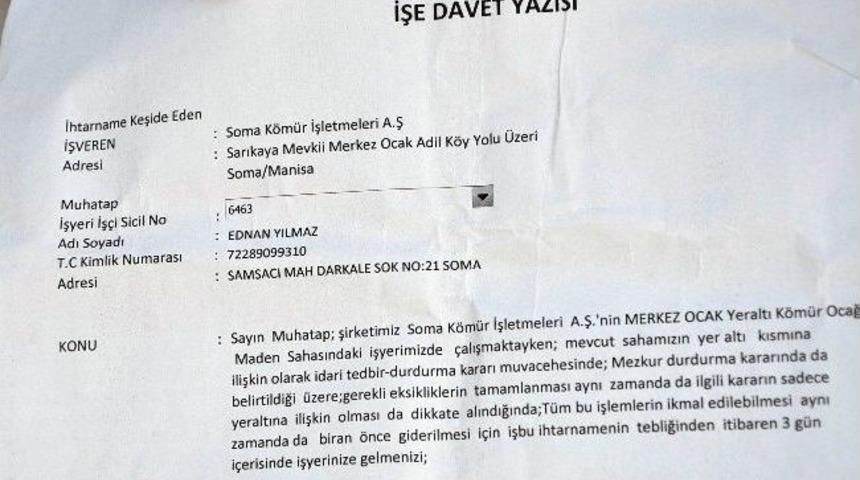 Soma'da Maden İş&ccedil;ilerine İhtarname Şoku
