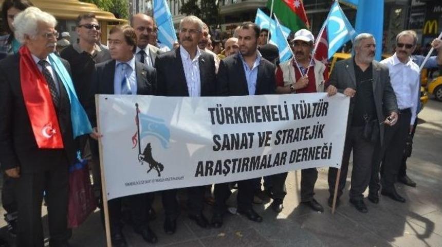 Başkent&rsquo;te Toplanan T&uuml;rkmenler, Işid&rsquo;i Protesto Etti