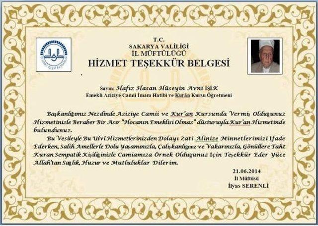 107 Yaşındaki Hafız Hasan Hoca’ya Şükran Programı