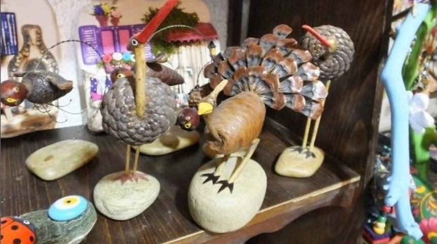 &Ccedil;am Kozalaklarından Kuş Yaptı