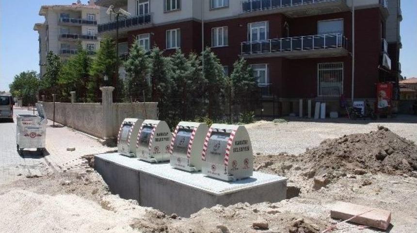 Karatay'da Yer Altına 100 &Ccedil;&ouml;p Konteyneri Yerleştiriliyor