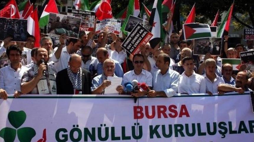 Bursa G&ouml;n&uuml;ll&uuml; Kuruluşlardan İsrail&rsquo;e &Ouml;fke