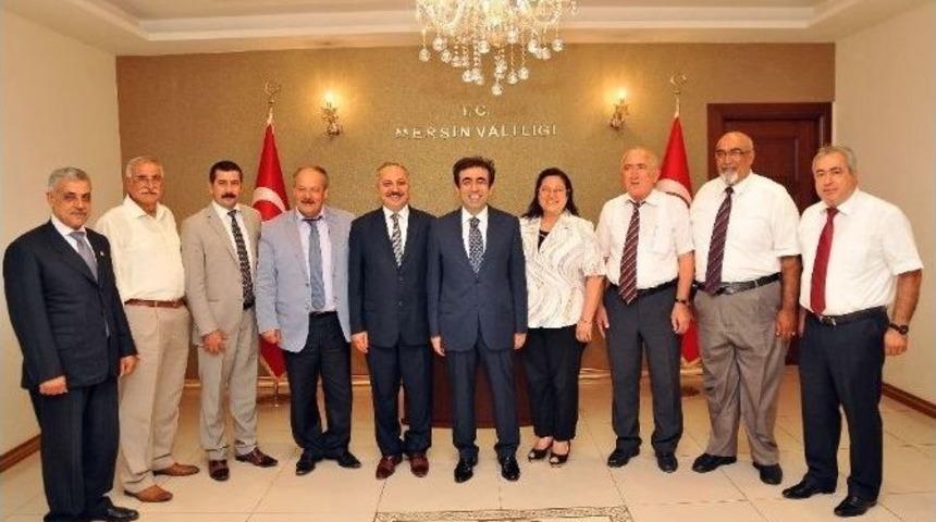 Başkan Din&ccedil;er, Federasyon Temsilcisi Başkanlarla Vali G&uuml;zeloğlu&rsquo;nu Ziyaret Etti