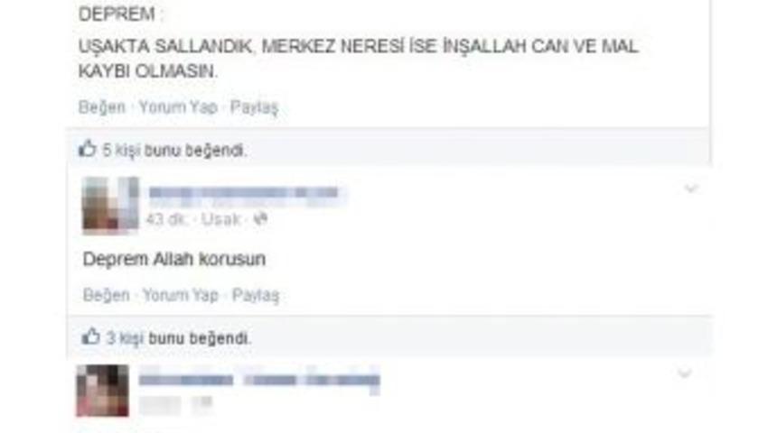Deprem Oldu, Evlerden &Ccedil;ok Sosyal Medya Sallandı