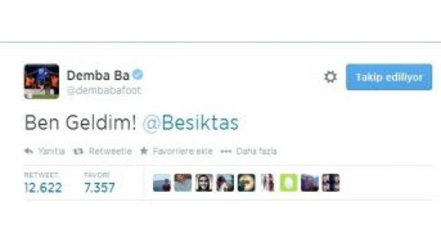 Demba Ba'dan T&uuml;rk&ccedil;e Tweet