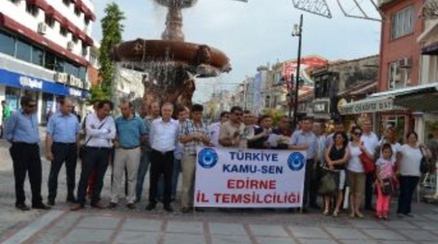 Memurlar Edirne'de Maaş Zamlarını Protesto Etti