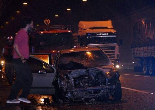 Bolu Tünelinde Araç Yangını