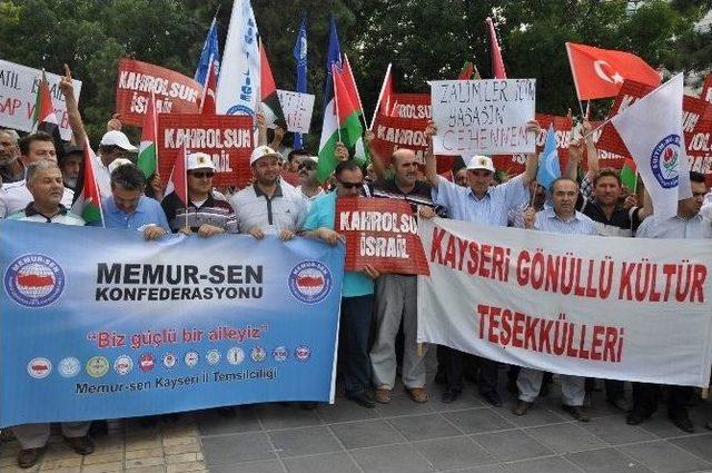 Kayseri Günüllüler Kurulu Ve Memur-sen'den Gazze'ye Saldıran İsrail'e Protesto