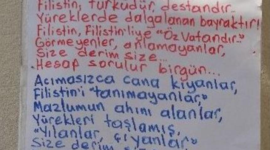 Emekli &Ouml;ğretmenden İsrail&rsquo;e Şiirli Tepki