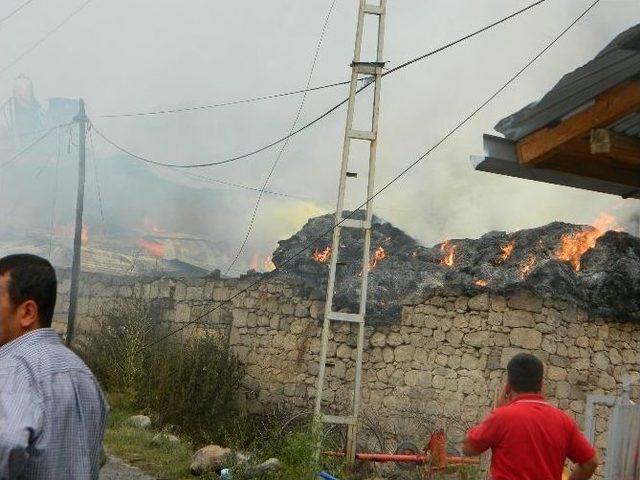 Türkgözü Köyünde Çıkan Yangında 5 Ev, 6 Samanlık Kül Oldu