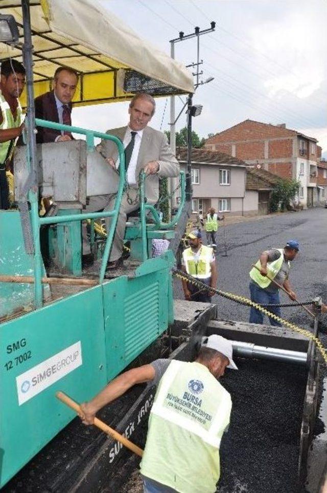 İnegöl'de Asfalt Çalışmaları Sürüyor