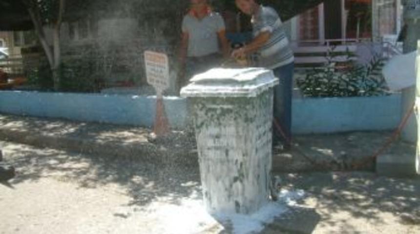 Burhaniye&rsquo;de &Ccedil;&ouml;p Bidonlarına K&ouml;p&uuml;kl&uuml; Temizlik