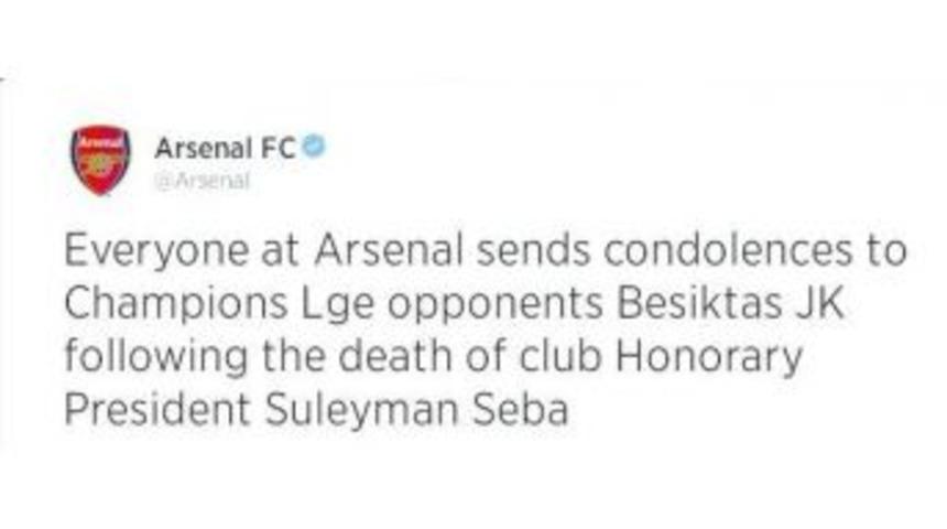 Beşiktaş&rsquo;ın Rakibi Arsenal&rsquo;den Taziye Mesajı