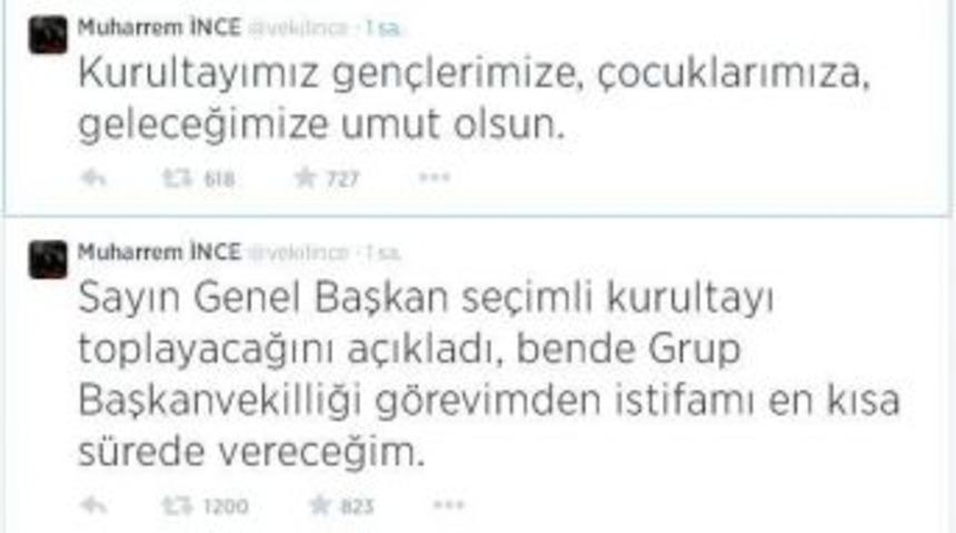 Chp Grup Başkanvekili İnce&rsquo;den İstifa Edeceğini A&ccedil;ıkladı