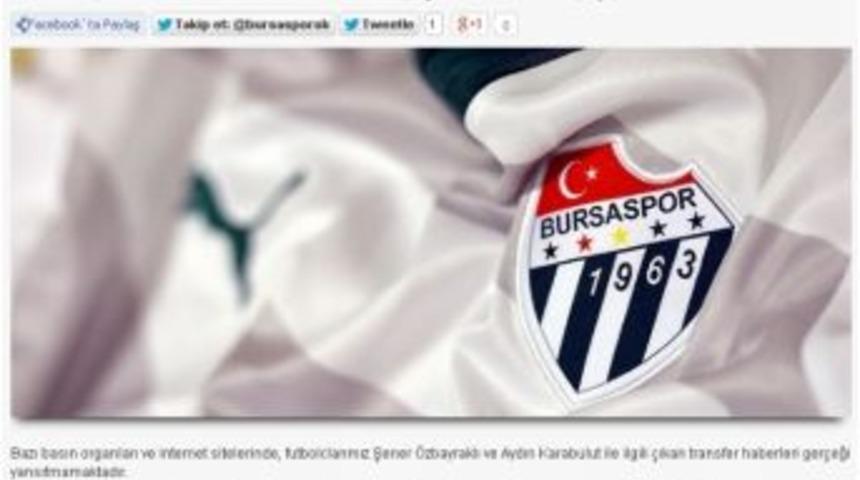Bursaspor&rsquo;dan Şener Ve Aydın A&ccedil;ıklaması