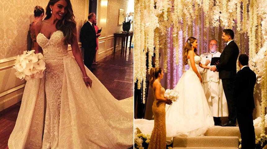 Sofia Vergara evlendi: Gelinliğini g&ouml;rmelisiniz!