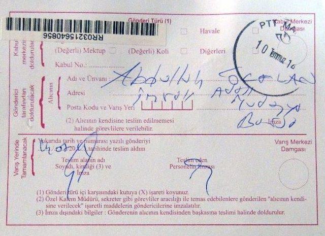 Aydoğan’ın, Öcalan’a Yolladığı Ödül Teslim Edildi