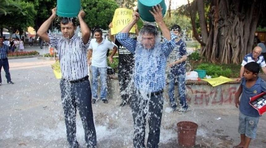 Taşeron İşçilerinden Buzlu Sulu Eylem