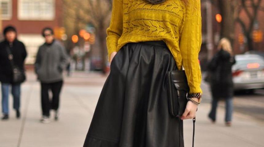 Kışlık etek kombinleri