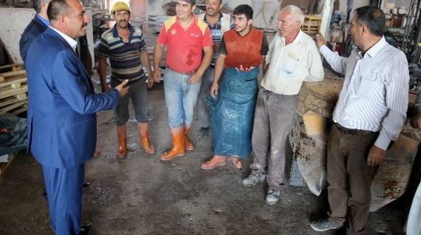 Başkan Duruay Andezit Taşı Fabrikalarını Ziyaret Etti