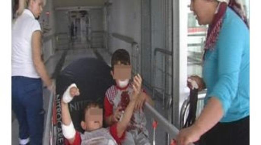 &Uuml;zerlerine Cam D&uuml;şen İki &Ccedil;ocuk Yaralandı
