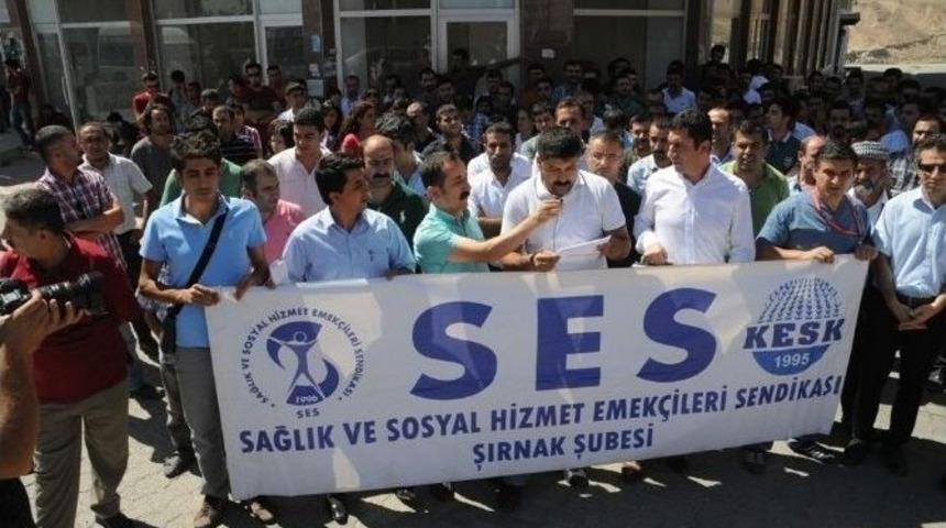Cizre&rsquo;de Sağlık G&ouml;revlilerinin Başka İllere G&ouml;nderilmesi Protesto Edildi