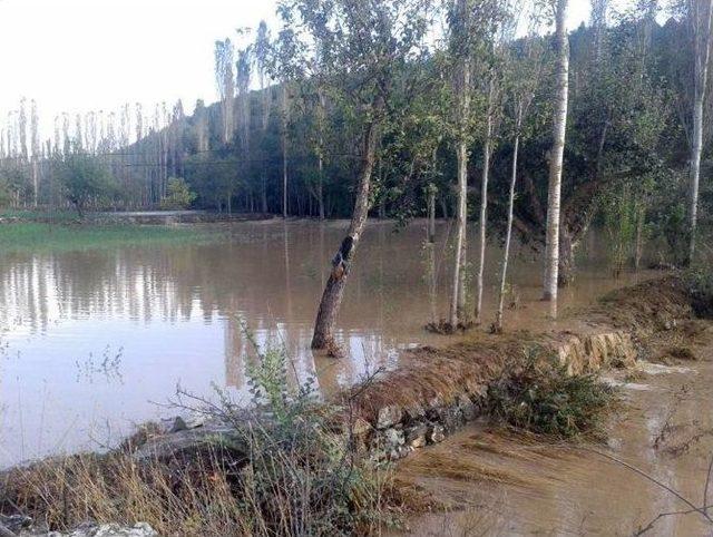 Emet’te Ekili Alanları Sel Ve Dolu Vurdu