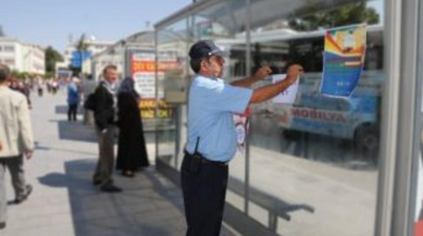 Zabıtadan Afiş Uyarısı