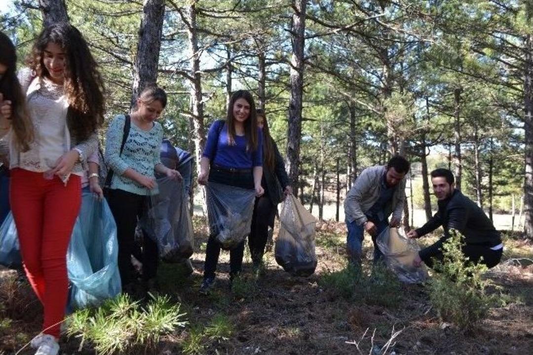 &Uuml;niversite &Ouml;ğrencilerden Orman Temizliği