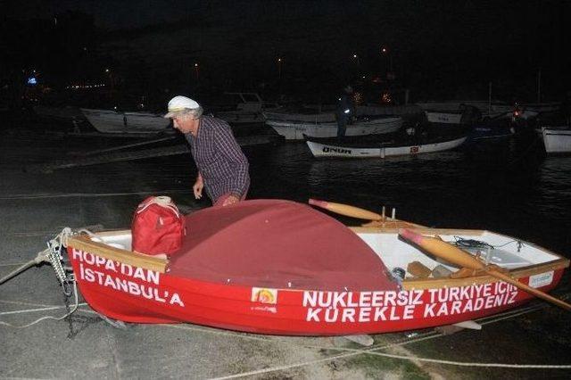 Hopa’dan İstanbul’a Kürek Çekerek Nükleer Santrali Protesto Ediyor