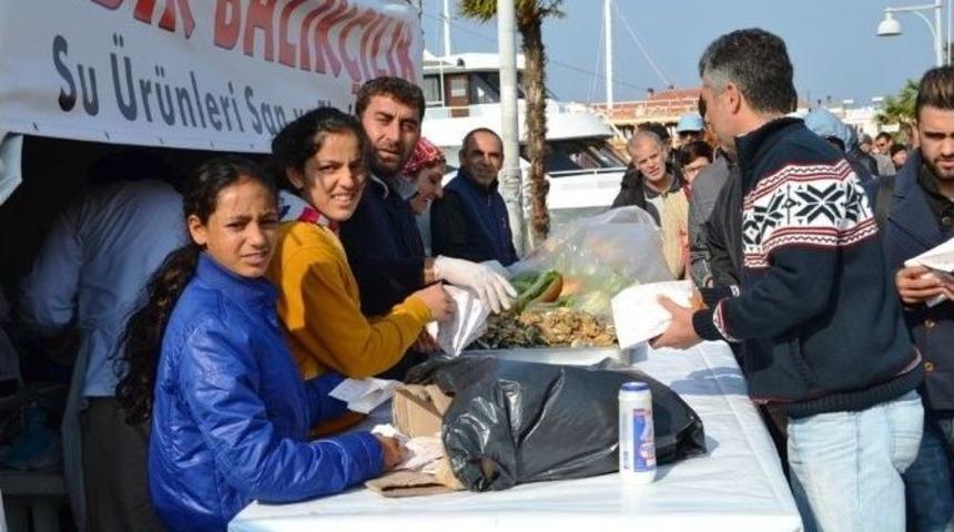 Ayvalık&rsquo;ta Hasat G&uuml;nlerinde 3 Ton Sardalye Dağıtıldı