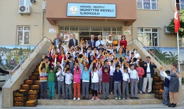 Mezitli’de Öğrencilere Narenciye Dağıtıldı