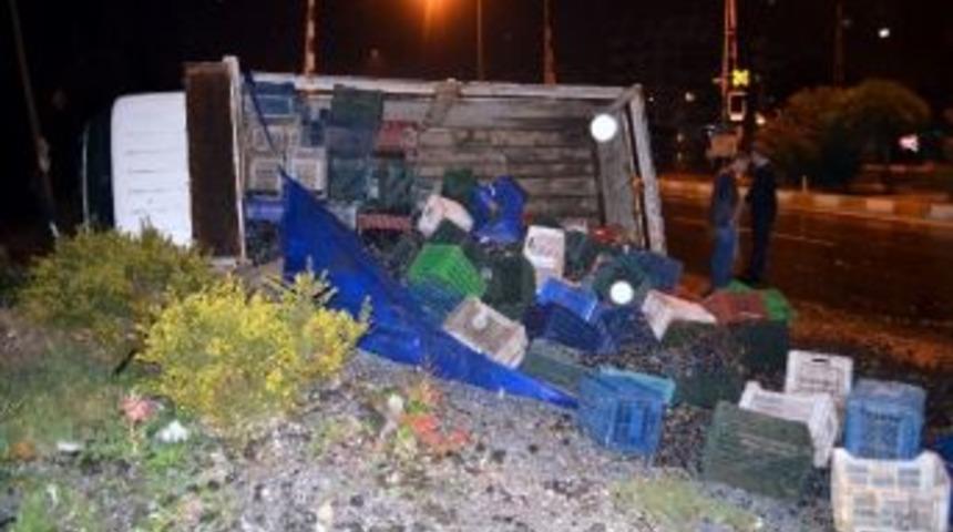 S&ouml;ke&rsquo;de Zeytin Y&uuml;kl&uuml; Kamyonet Devrildi