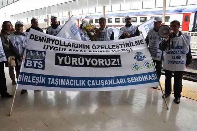 Sivas&rsquo;ta Tren Garında &lsquo;&ouml;zelleştirme&rsquo; Protestosu 1