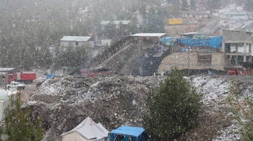 Ermenek&rsquo;te Maden B&ouml;lgesine Kar Yağdı