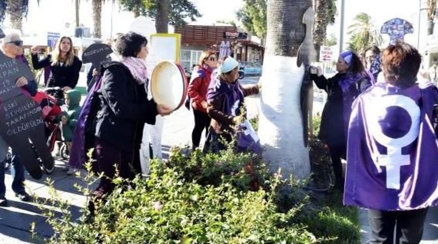 BODRUM'DA KADINA ŞİDDETE TEFLİ PROTESTO