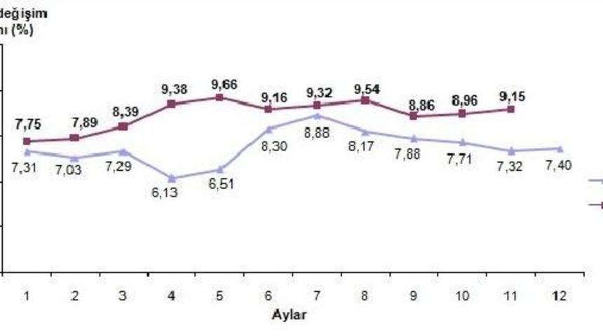 Kasım ayında enflasyon y&uuml;zde 9.15'e &ccedil;ıktı (3)
