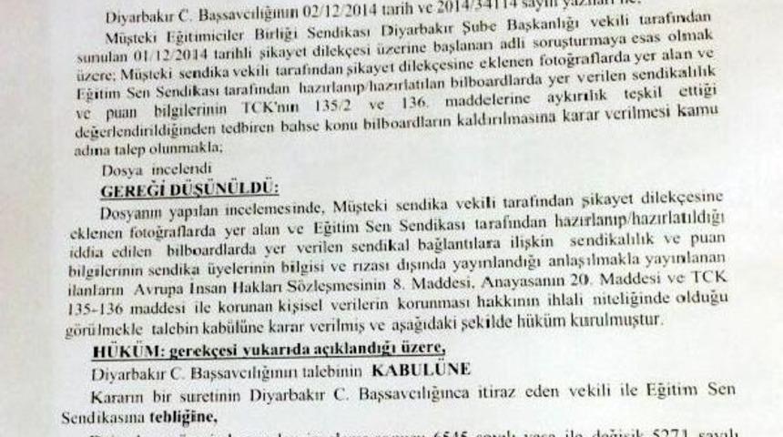 Mahkeme, eğitim-sen'in afişlerine toplatma kararı verdi